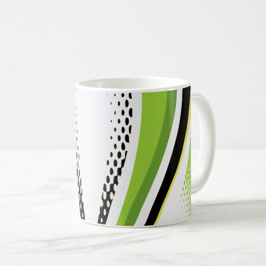 抽象芸術の白と黒の曲線 コーヒーマグカップ (正面右)