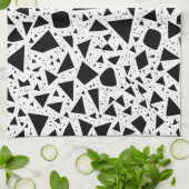 抽象芸術の白黒の図形パターン キッチンタオル (折り畳み)