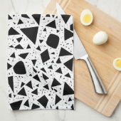 抽象芸術の白黒の図形パターン キッチンタオル (四つ折り)