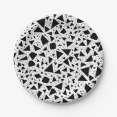 抽象芸術の白黒の図形パターン ペーパープレート (正面)