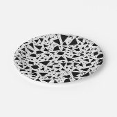 抽象芸術の白黒の図形パターン ペーパープレート (アングル)