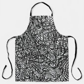 抽象芸術の白黒の線パターン エプロン (正面)