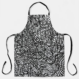 抽象芸術の白黒の線パターン エプロン