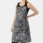 抽象芸術の白黒の線パターン エプロン (インサイチュ)