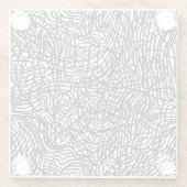 抽象芸術の白黒の線パターン ガラスコースター (裏面)