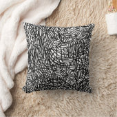 抽象芸術の白黒の線パターン クッション (ブランケット)