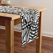 抽象芸術の白黒の線パターン ショートテーブルランナー (インサイチュ)