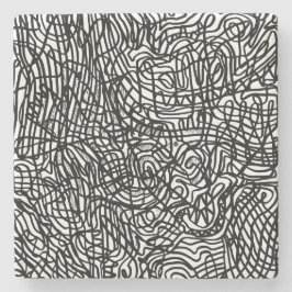 抽象芸術の白黒の線パターン ストーンコースター