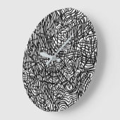 抽象芸術の白黒の線パターン ラージ壁時計 (傾斜)