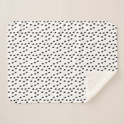 抽象芸術の白黒の雨滴模様 シェルパブランケット (正面(横))