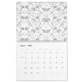 抽象芸術の白黒パターン（繰り返し付き） カレンダー (3月 2026)