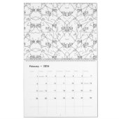 抽象芸術の白黒パターン（繰り返し付き） カレンダー (2月 2026)