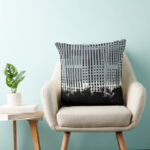 抽象芸術の白、ティール(緑がかった色)、黒のパタストライプーン クッション (椅子)