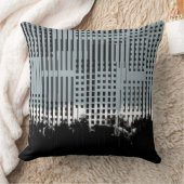 抽象芸術の白、ティール(緑がかった色)、黒のパタストライプーン クッション (ブランケット)