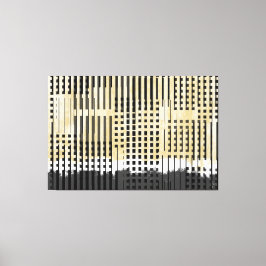 抽象芸術の白、黄、黒のパターストライプン キャンバスプリント