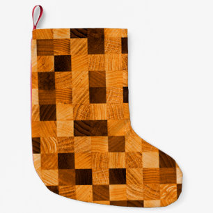 抽象芸術の端sからの木材のバックグラウンドテクスチャ スモールクリスマスストッキング