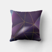 抽象芸術の紫色の幾何学模様(金色の線) クッション (裏面)