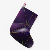 抽象芸術の紫色の幾何学模様（金色の線） スモールクリスマスストッキング (正面 (吊り時))