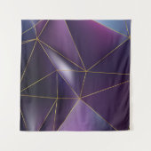 抽象芸術の紫色の幾何学模様（金色の線） タペストリー (正面(横))
