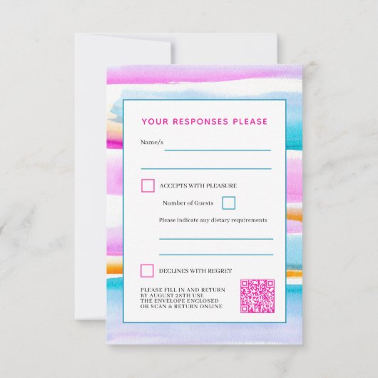 抽象芸術の結婚潮汐応答QRコード 出欠カード (裏面)