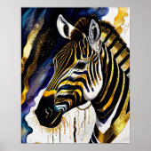 抽象芸術の絵を描水色ゼブラ5:4 ポスター (正面)