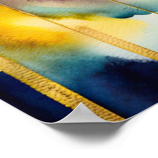 抽象芸術の絵画水の色のハミングバード5:4 ポスター (角)