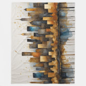 抽象芸術の絵画水彩青街並み フリースブランケット (正面)