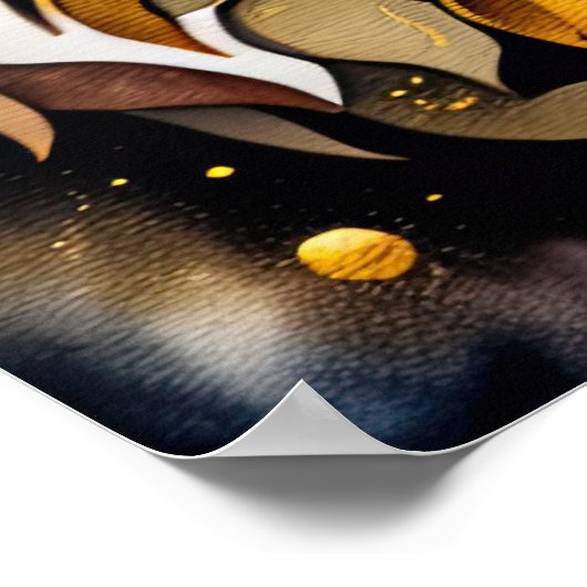 抽象芸術の絵画水色のライオン5:4 ポスター (角)