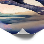 抽象芸術の絵画水色の象1:1 ポスター (角)