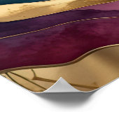 抽象芸術の絵画金ゴールド紫の青 ポスター (角)