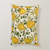 抽象芸術の継ぎ目のない模様で黄色い梨とレ アクセントクッション (裏面(縦))