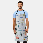 抽象芸術の継ぎ目のない模様（手描きの都市デ） エプロン (着用した状態)