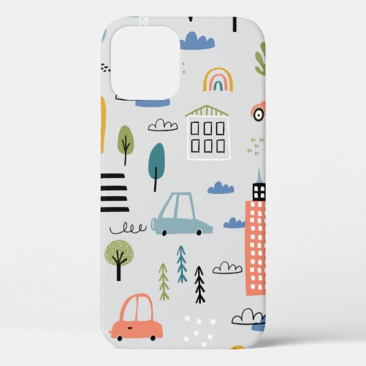 抽象芸術の継ぎ目のない模様（手描きの都市デ） Case-Mate iPhoneケース (裏面)