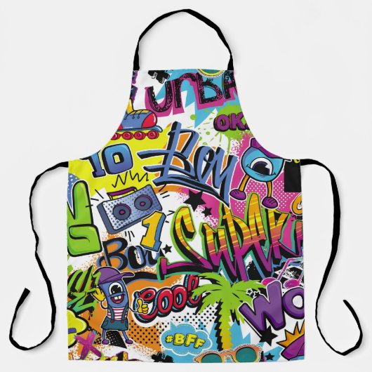 抽象芸術の継ぎ目のない漫画パターン、ヤシの木、h エプロン (正面)