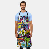 抽象芸術の継ぎ目のない漫画パターン、ヤシの木、h エプロン (着用した状態)