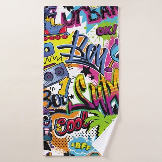 抽象芸術の継ぎ目のない漫画パターン、ヤシの木、h バスタオル (バスタオル)