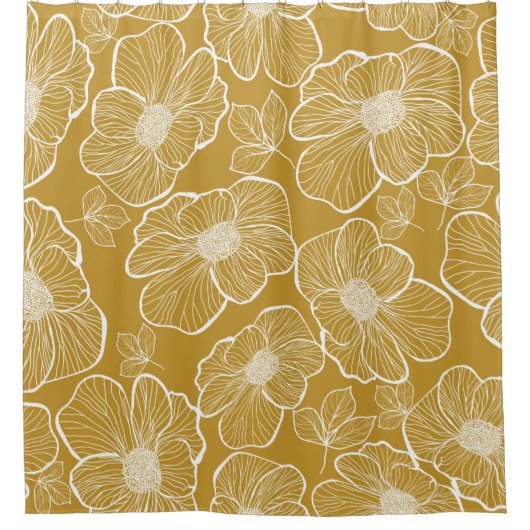 抽象芸術の継ぎ目のない花柄。花の背景 シャワーカーテン (正面)