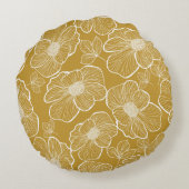 抽象芸術の継ぎ目のない花柄。花の背景 ラウンドクッション (裏面)