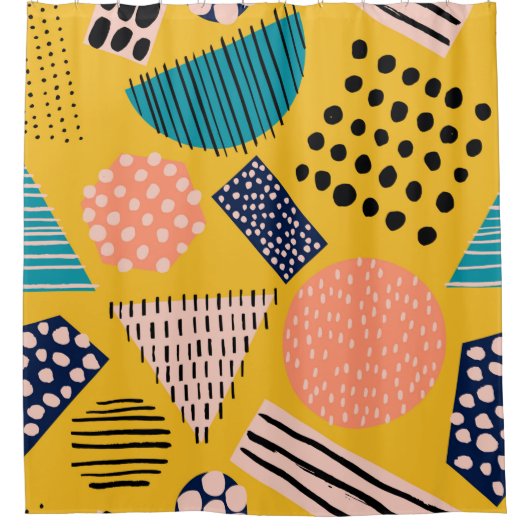 抽象芸術の継ぎ目のない違う図形パターン シャワーカーテン (正面)