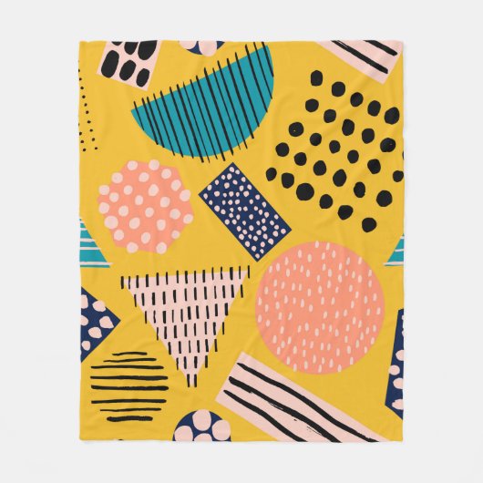 抽象芸術の継ぎ目のない違う図形パターン フリースブランケット (正面)