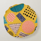 抽象芸術の継ぎ目のない違う図形パターン ラウンドクッション (裏面)