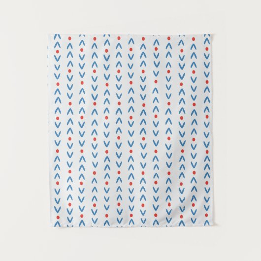 抽象芸術の継ぎ目のない青と赤のクリーム模様 タペストリー (正面)