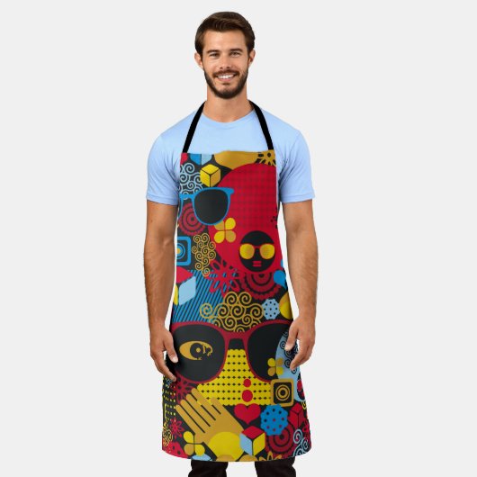 抽象芸術の継ぎ目のない黒人女性の絵柄。デジタ エプロン (着用した状態)