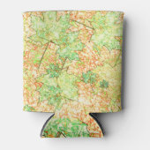 抽象芸術の緑がかった葉が引っ掻かれた地面に付いている 缶クーラー (正面)