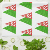 抽象芸術の緑と赤の木のキッチンタオル キッチンタオル (折り畳み)