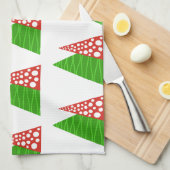 抽象芸術の緑と赤の木のキッチンタオル キッチンタオル (四つ折り)