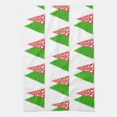 抽象芸術の緑と赤の木のキッチンタオル キッチンタオル (縦)