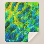 抽象芸術の緑と青の炎 シェルパブランケット (正面)