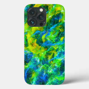 抽象芸術の緑と青の炎 iPhone 13 PROケース