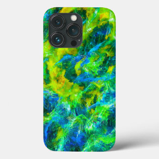 抽象芸術の緑と青の炎 iPhone 13 PROケース